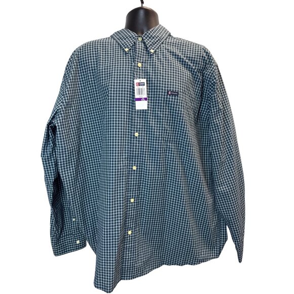 Chaps Mens Navy & White Plaid Button-Down Shirt XXL - New - Picture 1 of 9